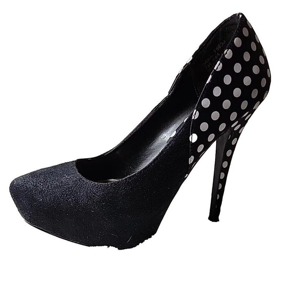 KIM KARDASHIAN KOLLECTION Polka Dot Hidden Platform‎ Heels Pumps Womens Size 7 M - Picture 2 of 6